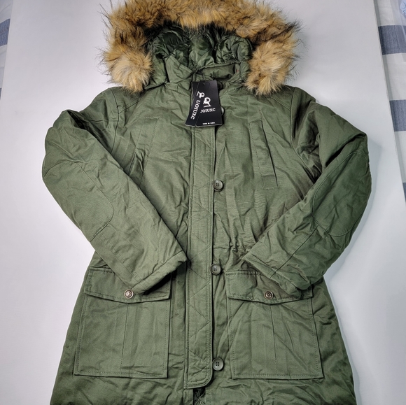 Women's Winter Parka Jacket with Fur Hood - Picture 3 of 10